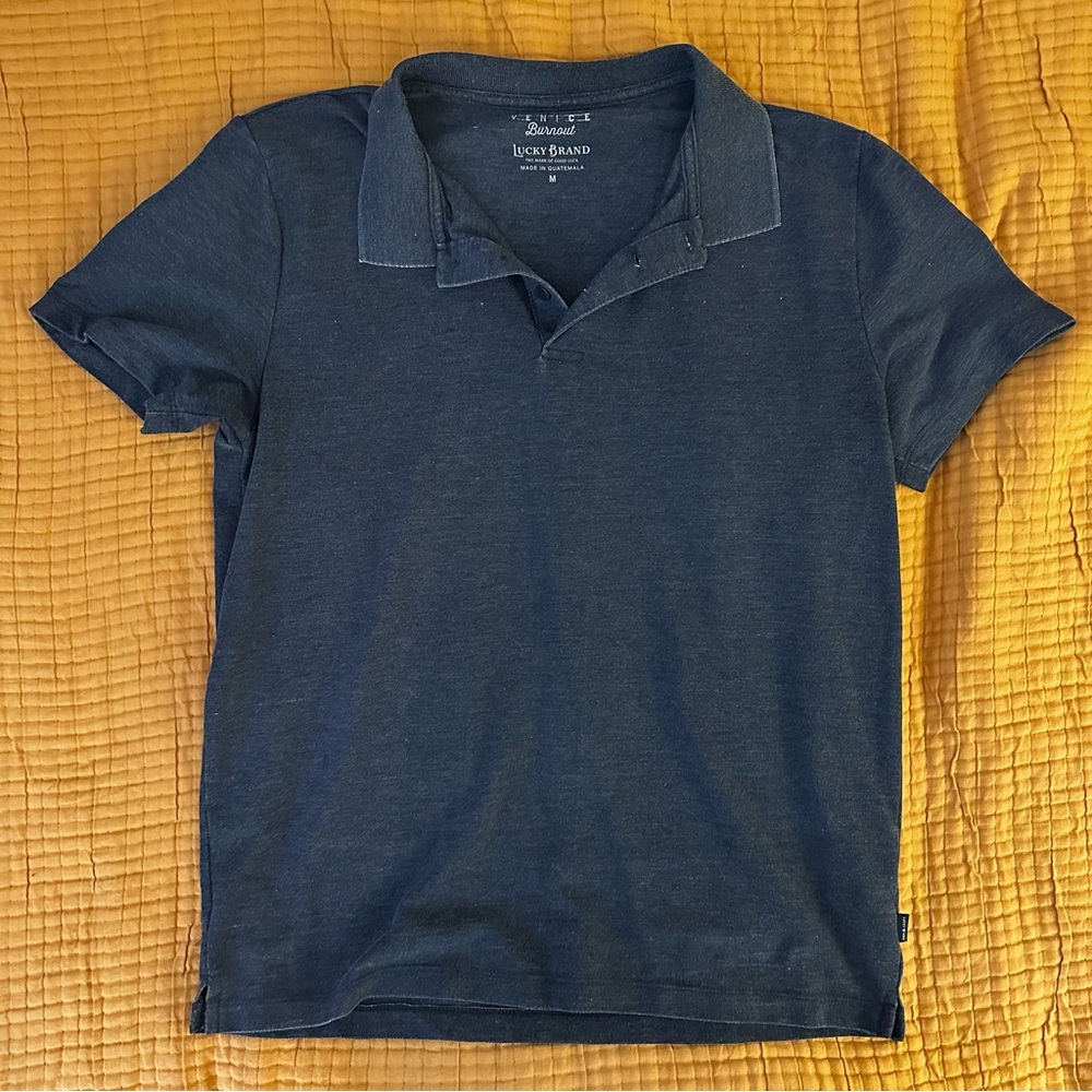 Lucky Brand Men's Navy Blue Polo Shirt, EUC